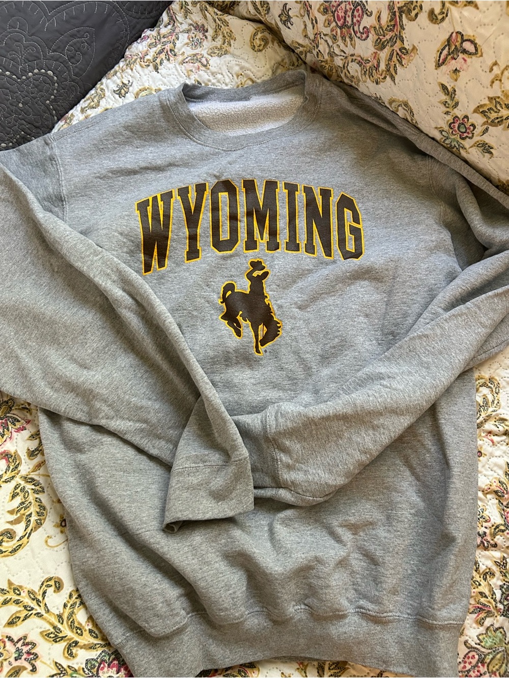 University of Wyoming logo Gray Crewneck Sweatshirt